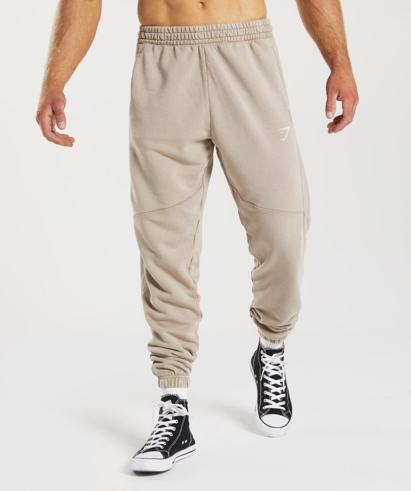 Men\'s Gymshark Power Washed Jogger Beige | CA D80615